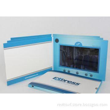 A4 , A5 CMYK priting video booklet , Rechargeable lcd video